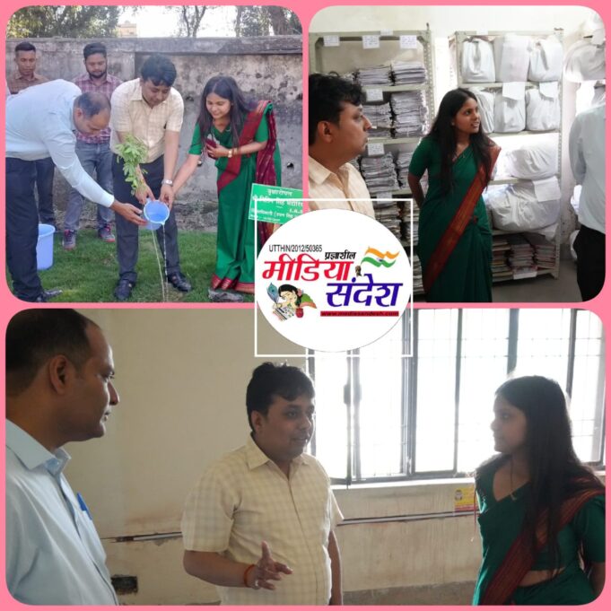 जिलाधिकारी नितिन सिंह भदौरिया ने गदरपुर तहसील पहुंच कर परिसर में पौधा रोपड़ किया। और तहसील का निरीक्षण किया।