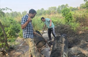 कच्ची शराब बनाने की 04 भट्टियां तोड़ी, शराब बनाने के उपकरण तथा 10000 लीटर लहन किया नष्ट।