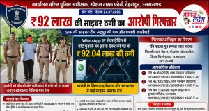 WhatsApp पर शेयर ट्रेडिंग का झांसा देकर ₹92 लाख की साइबर ठगी, STF ने हरियाणा जेल से आरोपी को लाकर किया गिरफ्तार